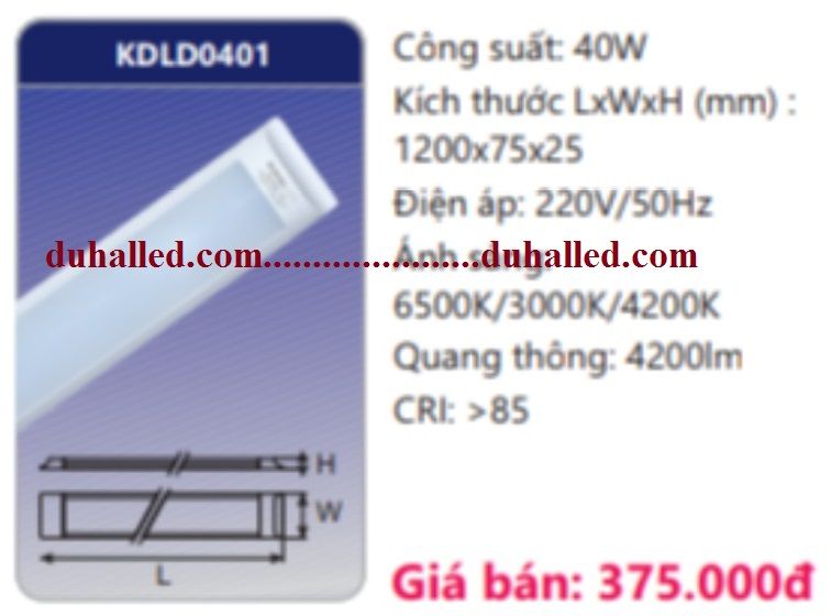 ĐÈN LED BÁN NGUYỆT ỐP TRẦN ĐỔI MÀU DUHAL 40W (1m2 / 1,2m) KDLD0401 / KDLD 0401