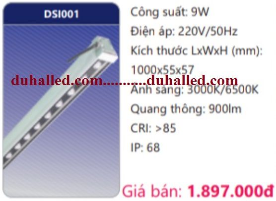 ĐÈN LED CHỐNG THẤM DUHAL 9W DSI001 / DSI 001