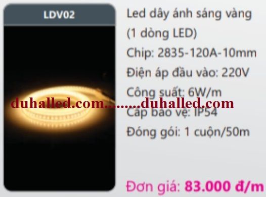 ĐÈN LED DÂY DUHAL LDV02 ÁNH SÁNG VÀNG