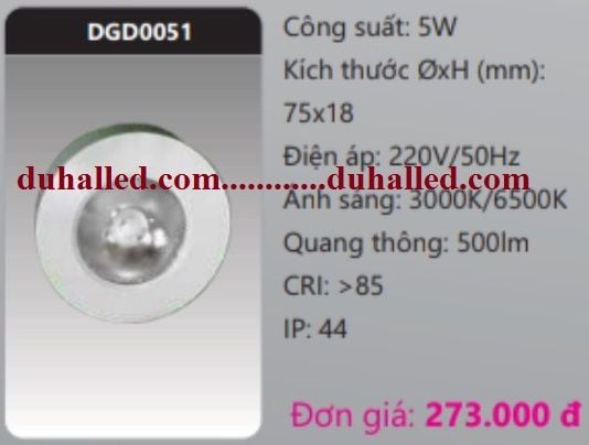 ĐÈN LED GẮN NỔI CHIẾU ĐIỂM DUHAL 5W DGD0051 / DGD 0051