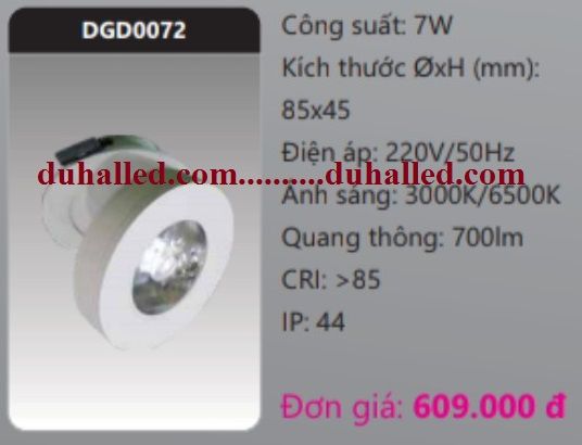 ĐÈN LED GẮN NỔI CHIẾU ĐIỂM DUHAL 7W DGD0072 / DGD 0072