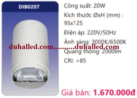  ĐÈN LED GẮN NỔI CHIẾU SÂU (CHIẾU ĐIỂM) DUHAL 20W DIB0207 / DIB 0207 