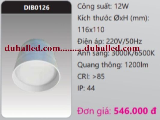 ĐÈN LED GẮN TRẦN NỔI DHAL 12W DIB0126 / DIB 0126