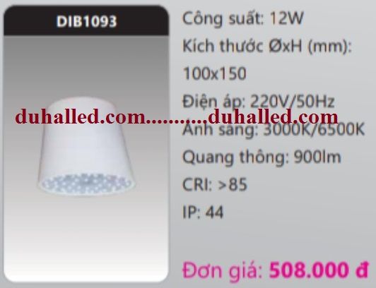 ĐÈN LED GẮN TRẦN NỔI DUHAL 12W DIB1093 / DIB 1093