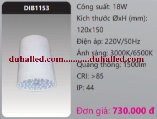 ĐÈN LED GẮN TRẦN NỔI DUHAL 18W DIB1153 / DIB 1153