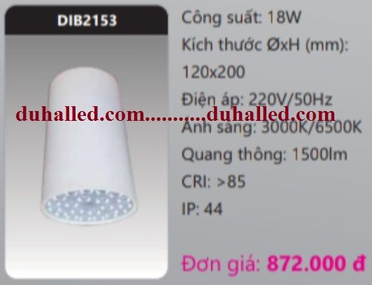 ĐÈN LED GẮN TRẦN NỔI DUHAL 18W DIB2153 / DIB 2153