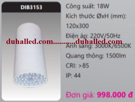 ĐÈN LED GẮN TRẦN NỔI DUHAL 18W DIB3153 / DIB 3153