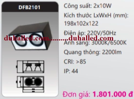 ĐÈN LED GẮN TRẦN NỔI DHAL 2x10W DFB2101 / DFB2101