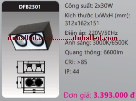  ĐÈN LED GẮN TRẦN NỔI DHAL 2x30W DFB2301 / DFB2301 