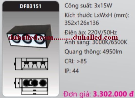  ĐÈN LED GẮN TRẦN NỔI DHAL 3X15W DFB3151 / DFB3151 