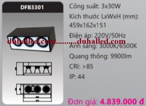 ĐÈN LED GẮN TRẦN NỔI DHAL 3X30W DFB3301 / DFB3301