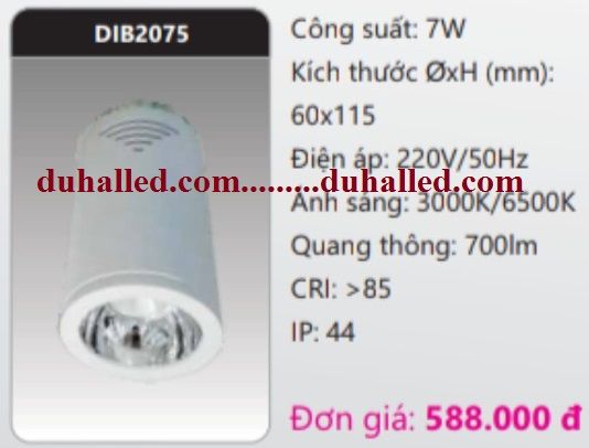  ĐÈN LED GẮN TRẦN NỔI DUHAL 7W DIB2075 / DIB 2075 