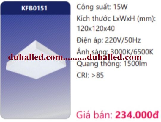 ĐÈN LED ỐP TRẦN ĐẾ NHÔM DUHAL 15W KFB0151 / KFB 0151