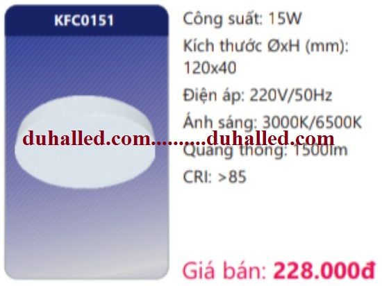  ĐÈN LED ỐP TRẦN ĐẾ NHÔM DUHAL 15W KFC0151 / KFC 0151 