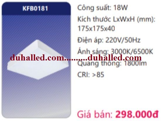 ĐÈN LED ỐP TRẦN ĐẾ NHÔM DUHAL 18W KFB0181 / KFB 0181
