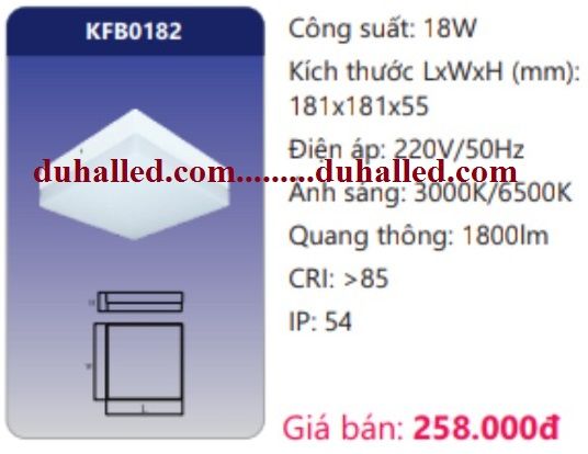 ĐÈN LED ỐP TRẦN ĐẾ NHÔM DUHAL 18W KFB0182 / KFB 0182