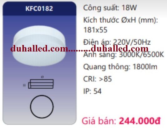 ĐÈN LED ỐP TRẦN ĐẾ NHÔM DUHAL 18W KFC0182 / KFC 0182