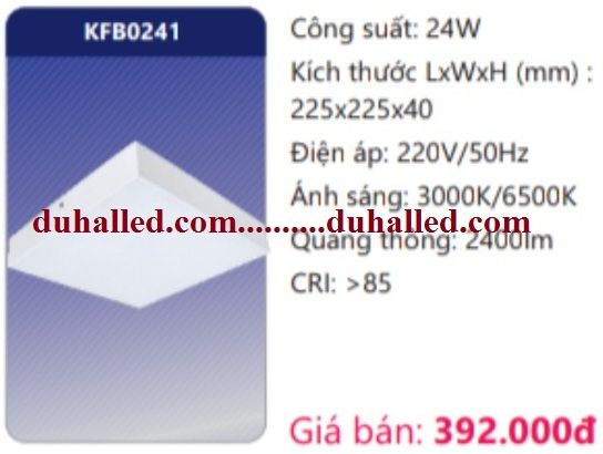 ĐÈN LED ỐP TRẦN ĐẾ NHÔM DUHAL 24W KFB0241 / KFB 0241