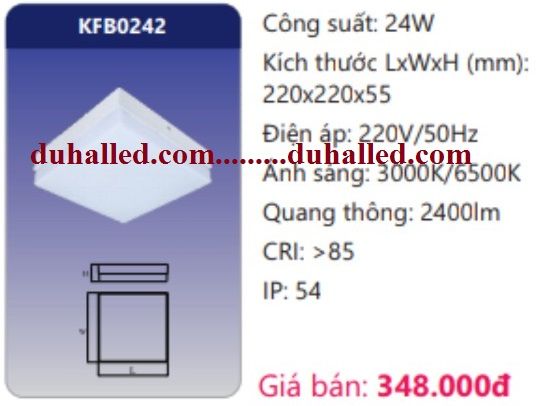 ĐÈN LED ỐP TRẦN ĐẾ NHÔM DUHAL 24W KFB0242 / KFB 0242