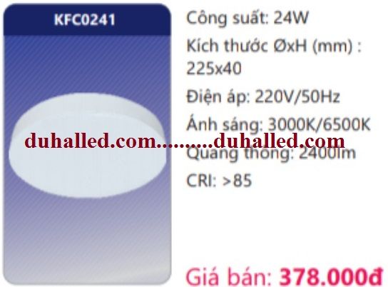 ĐÈN LED ỐP TRẦN ĐẾ NHÔM DUHAL 24W KFC0241 / KFC 0241