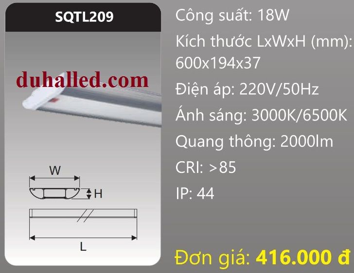 ĐÈN LED ỐP TRẦN DUHAL 18W SQTL209 / SQTL 209