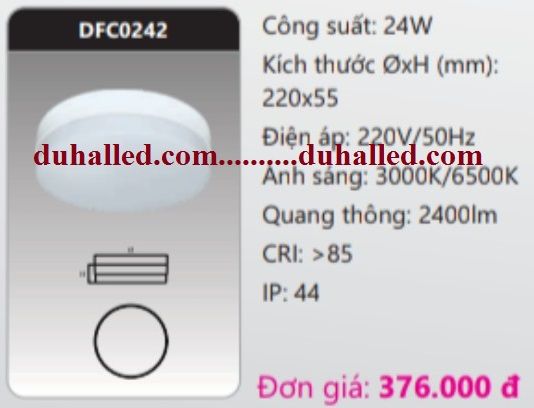 ĐÈN LED ỐP TRẦN DUHAL 24W DFC0242 / DFC 0242