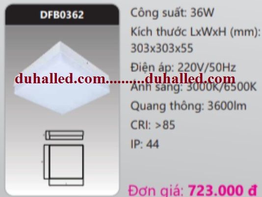 ĐÈN LED ỐP TRẦN DUHAL 36W DFB0362 / DFB0362