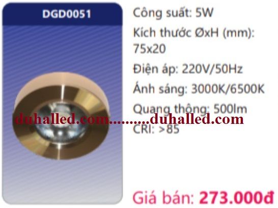 ĐÈN LED ỐP TRẦN TỦ KÍNH (TỦ RƯỢU) DUHAL 5W DGD0051 / DGD 0051