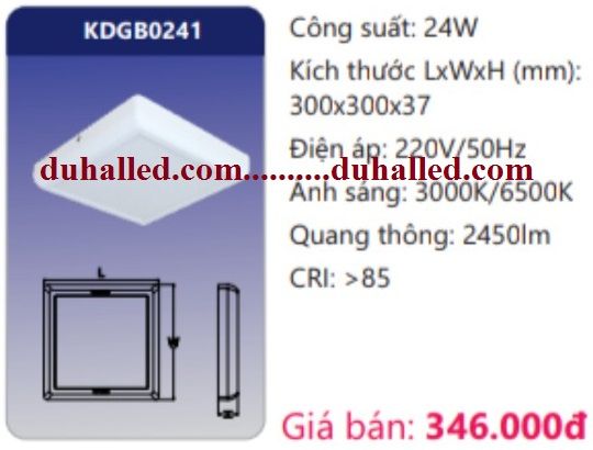 ĐÈN LED ỐP TRẦN NỔI DUHAL 24W KDGB0241 / KDGB 0241