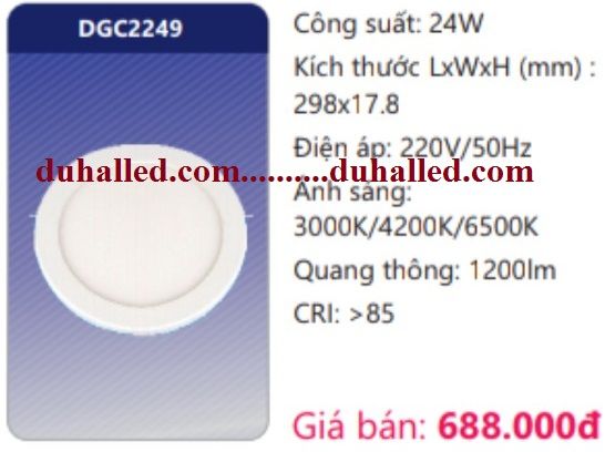  ĐÈN LED ỐP TRẦN SIÊU MỎNG ĐỔI MÀU DUHAL 24W DGC2249 / DGC 2249 