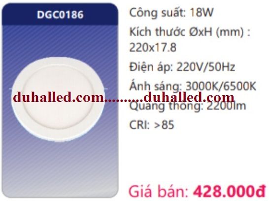  ĐÈN LED ỐP TRẦN SIÊU MỎNG DUHAL 18W DGC0186 / DGC 0186 