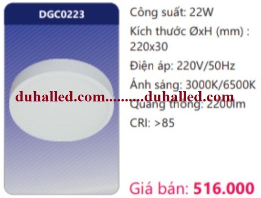  ĐÈN LED PANEL GẮN NỔI DUHAL 22W DGC01223 / DGC 0223 