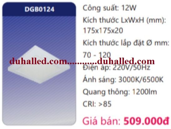 ĐÈN LED PANEL ỐP TRẦN NỔI CẢM BIẾN CHUYỂN ĐỘNG DUHAL 12W DGB0124 / DGB 0124