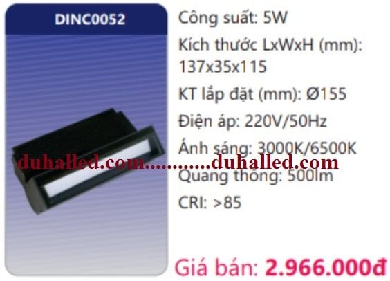 ĐÈN LED NAM CHÂM ỐP TRẦN CHIẾU ĐIỂM DUHAL 5W DINC0052 / DINC 0052