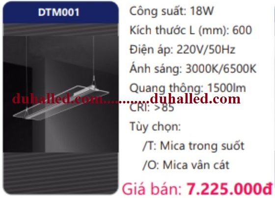  ĐÈN LED TREO THẢ VĂN PHÒNG (PHÒNG HỌP) DUHAL 18W DTM001 / DTM 001 