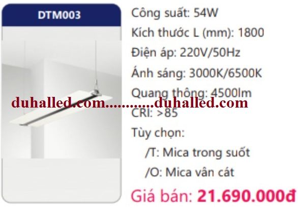  ĐÈN LED TREO THẢ VĂN PHÒNG (PHÒNG HỌP) DUHAL 54W DTM003 / DTM 003 