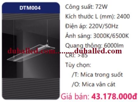ĐÈN LED TREO THẢ VĂN PHÒNG (PHÒNG HỌP) DUHAL 72W DTM004 / DTM 004