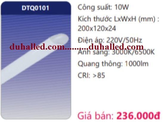 ĐÈN TUÝP LED ỐP TRẦN DUHAL 10W ÁNH SÁNG TÁN QUANG 180 ĐỘ 0,2M (2 TẤC) DTQ0101 / DTQ 0101