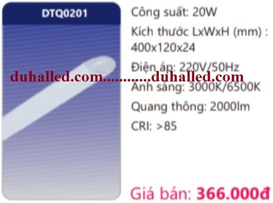 ĐÈN TUÝP LED ỐP TRẦN DUHAL 20W ÁNH SÁNG TÁN QUANG 180 ĐỘ 0,4M (4 TẤC) DTQ0201 / DTQ 0201