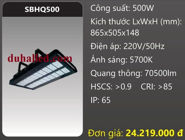  ĐÈN PHA LED BẢNG DUHAL 500W SBHQ500 / SBHQ 500 