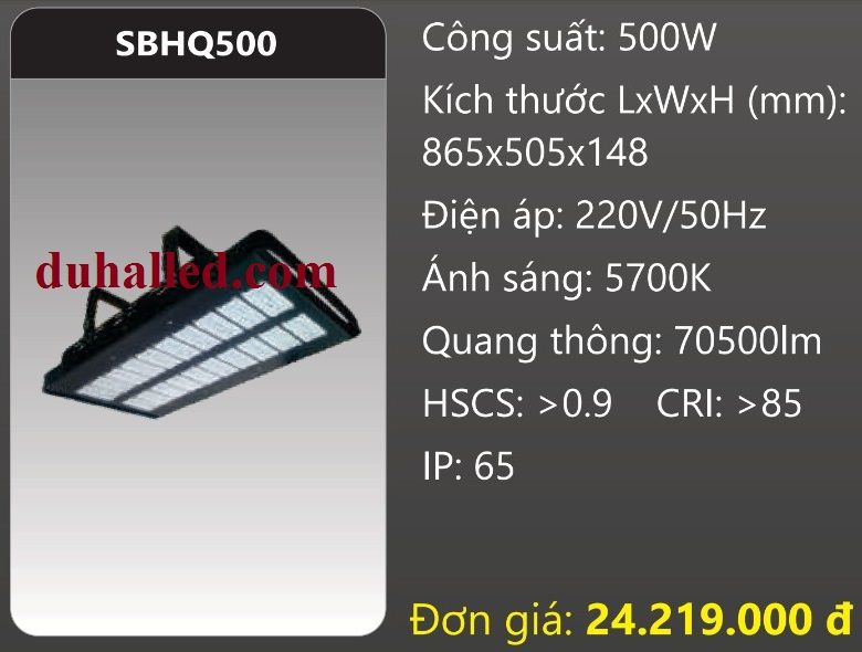ĐÈN PHA LED BẢNG DUHAL 500W SBHQ500 / SBHQ 500