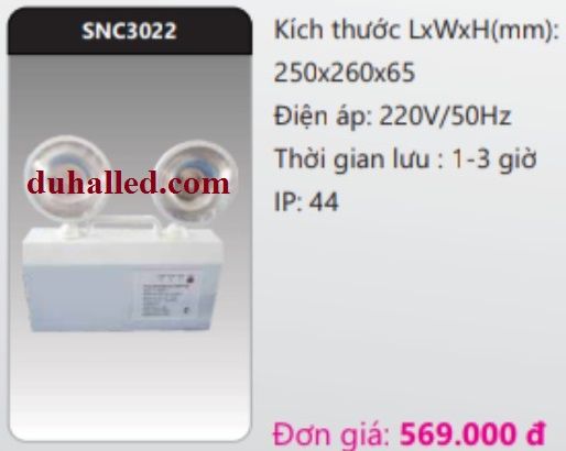  ĐÈN SẠC KHẨN CẤP DUHAL LƯU 1 ĐẾN 3 GIỜ SNC3021 / SNC 3021 