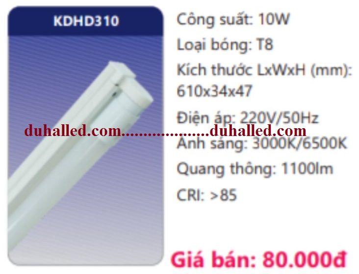  ĐÈN TUÝP LED DUHAL 0,6M (6 TẤC / 0.6M) 10W KDHD310 / KDHD 310 