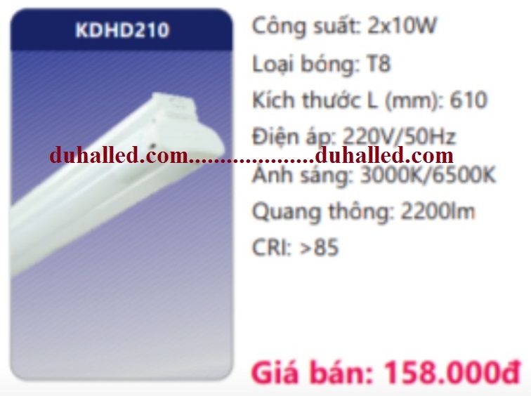 ĐÈN TUÝP LED ĐÔI DUHAL 0,6M (6 TẤC / 0.6M) 2X10W KDHD210 / KDHD 310