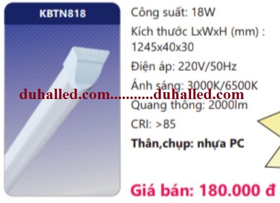 ĐÈN TUÝP LED 1M2 DUHAL 18W KBTN818 / KBTN 818