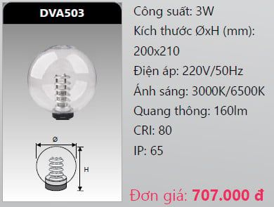 đèn cây sân vườn - đèn trụ sân vườn duhal dva503 3w