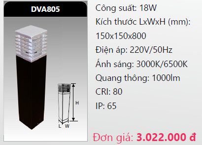  đèn cây sân vườn - đèn trụ sân vườn duhal dva805 18w 