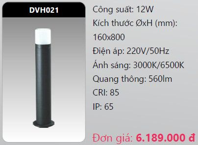  đèn cây sân vườn - đèn trụ sân vườn duhal dvh021 12w 