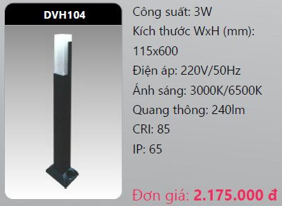  đèn cây sân vườn - đèn trụ sân vườn duhal dvh104 3w 