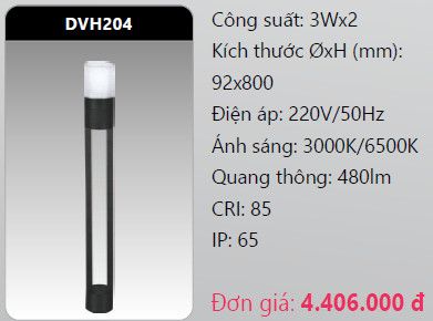  đèn cây sân vườn - đèn trụ sân vườn duhal dvh204 3w x 2 